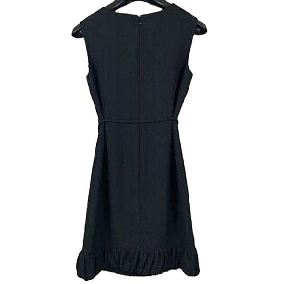 Talbots Sleeveless Belted Ruffle Botton Little Black Sheath Dress 4 - Picture 2 of 10